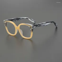 Оправы для солнцезащитных очков Нишевые дизайнерские матовые оптические очки по рецепту Ретро квадратная оправа из ацетата Мода Круглое лицо Личность Большая рамка