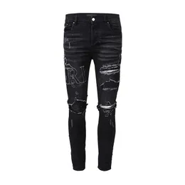 ontwerper amirssnieuwe herenbroek met gaten en witte nauwsluitende denimbroek mode oude leggings herenbroek