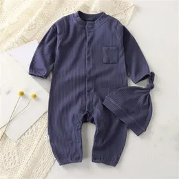 Clothing Sets Baby Jumpsuit With Hat Long Sleeve Cotton Toddler Romper For Boys Girls Solid Color Spring Autumn Clothes Born Onesie