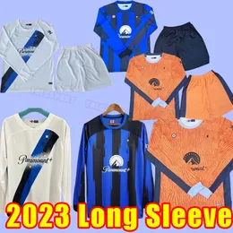 Lukaku Soccer Jerseys 23 24 Barella Vidal Lautaro Eriksen Inters Dzeko Correa Away Trzeci Milans Mundlifs Tops Football Shirt 2023 2024 Milan Men Long Rleeve