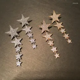 Dangle Earrings Korean Luxury Gradual Size Star Tassel Long Super Flash甘い雰囲気オンラインセレブヒップスター
