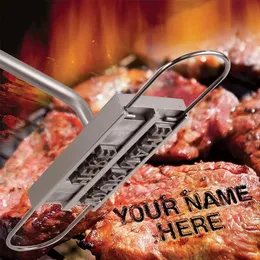 أدوات الشواء الملحقات العلامة التجارية Iron 55letters DIY خطاب الشواء طباعة أداة لحم اللحم شوكة شوكات المطبخ 231206