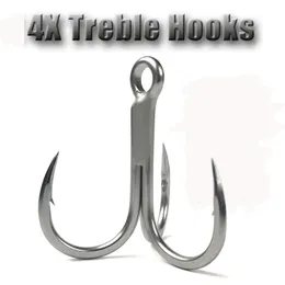 Fiskekrokar Big Game 4X #6- #5/0 Anti-rost Treble Hook Super Sharp Triple Anchor Hooks For Sea Trolling Fishing Saltwater Lure Fishhooks 231207