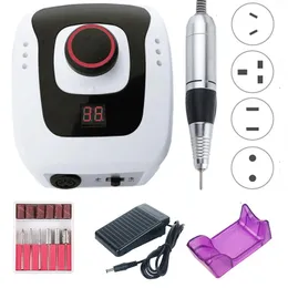 Nail Art Equipment 30W 35000RPM Electric Nail Drill Machine Manicure Pedicure Drill Set Nail Salon Polishing Milling Cutters Left Hand Nail Drill 231207