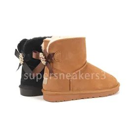 2023 Wildleder Mini Button Jugend Kind Schaffell Stiefel Pelz Kurze Knöchel Lässige Chesut Booties Australien Outdoor Winter Designer Schuhe Größe 21-35