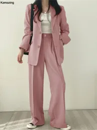 Kvinnors tvåbitar byxor ensemble deux bitar dekontracte hour femme veste a boutons pantalon stora tenue de bureau vetenskaper de travail mode 231205