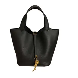 Qualità originale europea 22 Picotin Lock Togo Secchiello in pelle nera Designer Brand Mini Tote Elegante borsa da donna classica realizzata a mano Nessuna differenza La più alta