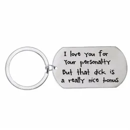 Keychains 12pc Lot I Love You Keychain Dog Tag Rostless Steel Keyring For Par Girlfriend Pojkvän Hustru Make Key Chain Funn310m