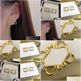 Stud Stud Gold Anagram Donne Designer Gioielli Party Orecchini geometrici quadrati Ladies Luxury Ciondola Studs Ear Hoops Lover Orecchino Drop Deliv Dhvr2