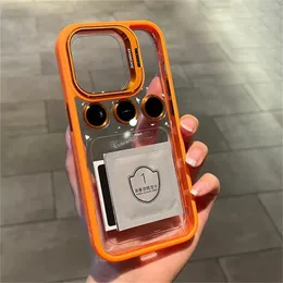 Objektiv-Metallring-Schutz-Stand-Telefon-Kasten für IPhone 15 12 13 14Pro Max 11 Kamera-Glas-Schutz Transparente stoßfeste Abdeckung Fabrikpreis