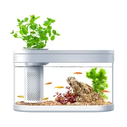 Экологический аквариум-амфибия для ленивых рыб, интеллектуальная версия для гостиной, небольшой настольный креативный динамик, аквариум с фильтром и освещением