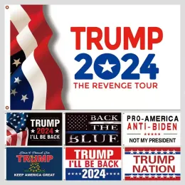 Trump-Flagge 2024 „Er wird zurück sein“ Machen Sie Ihre Stimmen erneut 3 x 5 Fuß Trump-Präsidenten-Wahlbanner 90 x 150 cm 1208