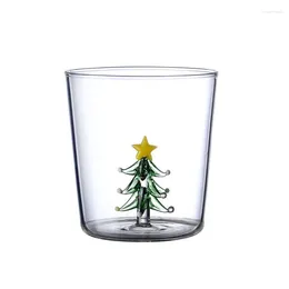 Бокалы для вина, креативная стеклянная чашка для рождественской елки, высокая боросиликатная кружка для сока, прозрачное молоко, завтрак для подарков
