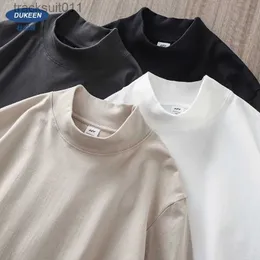 Men's T-Shirts en 270G Heavyweight Half-Turtleneck Long-Sle T Shirts for Men Autumn 100% Cotton Solid Color Undershirt Men's Clothing L231208