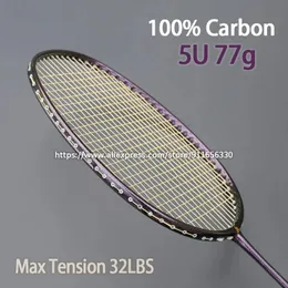 Badmintonsaite Original Utralight 5U 77G Sparkling T700 Schläger besaitet Taschen Max Tension 32LBS G5 Trainingsschläger Speed Sports Padel 231208