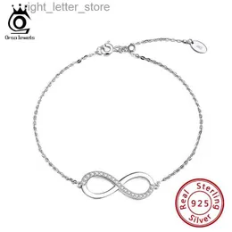 Chain ORSA JEWELS Fashion Lady Charms Infinity Bracelet with AAAA Cubic Zircon Crystal Stone Bangle Bracelet Silver Jewelry Gift OSB54 YQ231208