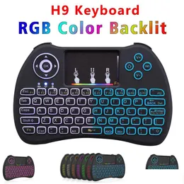 Tangentbord Colorf Backlight Air Mouse Wireless H9 Remote Control för Android TV Box Xbox PS3 Gamepad Drop Leverans Datorer Nätverk DH1ZA