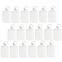 Chaveiros 100 pcs Po Keychain Retângulo Transparente Em Branco Acrílico Inserir Moldura Keyring Chave Titular DIY Split Ring266P