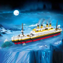 Blocos Titanic Modelo 3D Micro Tijolos Mini Blocos de Construção Kits 3D Construção Diamante Navio DIY Cruzeiro Naufrágio Conjuntos de Brinquedos Presentes R231208