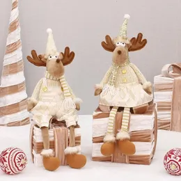 Julleksak levererar lång benhjort jul nisses älg plysch dekor älg docka leksaker gynnar för heminredning stående dvärg adornos para navidad 231208