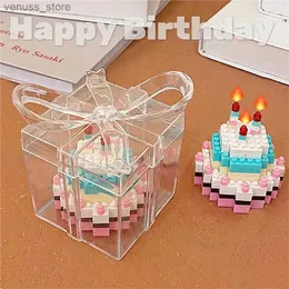 Blocos originais e interessantes conjunto de bolo de aniversário mini blocos de grãos bolo de aniversário blocos de construção brinquedos das crianças presente do feriado r231208