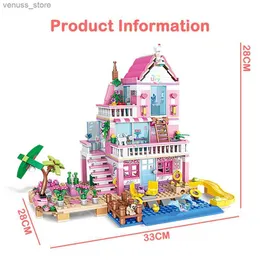 Block Friends City House Summer Holiday Seaside Villa Apartment MOC Building Block uppsättningar siffror DIY Toys For Kid Girls Christmas Gift R231208