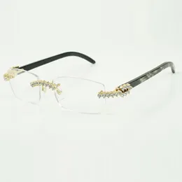 Nuovi occhiali da appassionato di moda di lusso con diamanti da 5,0 mm 3524012 Occhiali trasparenti di bufalo con texture nera naturale Lenti esenti da spedizione