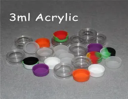 MOQ 20PCS Akrilik Silikon Balmumu Konteyner Silikon Kavanoz 3ml Balmumu Konteyner DAB BHO Plastik Temizlik