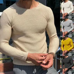 Męskie koszulki męskie menu swobodne O-Neck Silny sweter Spring Fashion dzianinowe topy dla mężczyzn 2023 NOWOŚĆ Koszulka Long Slee Streetwear L231208