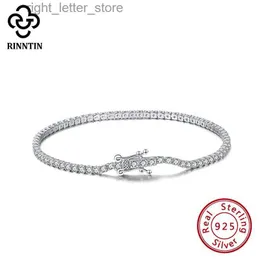 Chain Rinnntin Real 925 Sterling Silver Infinity 2mm Tennis Armband Women With AAAA Zircon Female Bangle Wedding Jewelry TSB61 YQ231208