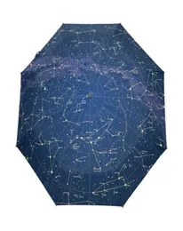Ombrello pieghevole creativo automatico 12 costellazioni Universo Galassia Spazio Stelle Mappa stellare Cielo stellato per donna 2103209543232