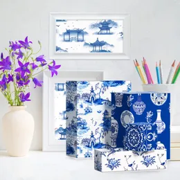 Envoltura de regalo Chinaware Pintura Papel de envolver Envoltorios de cumpleaños Decoración Azul y blanco Porcelana Fiesta Artesanía Presenta Embalaje