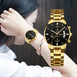 Inne zegarki Nibosi moda luksusowe kobiety ze stali nierdzewnej złote wodoodporne damskie damskie bransoletka zegarek żeńska kwarcowa kropla 231207