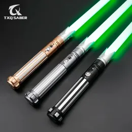 Led Rave Toy TXQSABER Metal Hilt Lightsaber 10 set Soundfonts Cosplay Heavy Dueling Saber Volume Adjustment 12W LED with FOC Laser Sword 231207