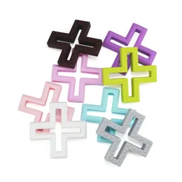 Teethers Toys Food Silicone Cross Teething Pendant Teething Toys 20pc Nursing Necklace Baby Teether Brush Handmade DIY Crafts Bib Clip 231208