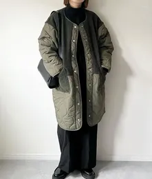 Casacos de Trench Femininos 2023 Outono / Inverno Ins Estilo Vendendo Solto Fit Slim Combinação Japonesa Design Sentindo Algodão Terno Médio Comprimento Top