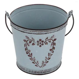 Vasi Secchio Vaso da fiori Vaso da fiori multiuso per interni Fioriere per cactus Retro Stoccaggio Lamiera zincata Durevole decorazione per scrivania da ufficio