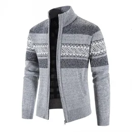 Erkek Ceket Sweaters Sonbahar Kış Sıcak Kaşmir Yün Fermuar Hardigan Adam Gündelik Sweatcoat Erkek giysi 231207