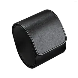 Watch Boxes Men Women Portable Storage Case Single Roll Box For Travel Black Dustproof Waterproof PU Leather Home Organizer Gift