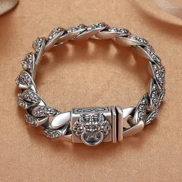 Звено-браслеты HX серебряного цвета, китайская мода, мужской браслет Pixiu, властный ретро-индивидуальный браслет-цепочка, ювелирные изделия