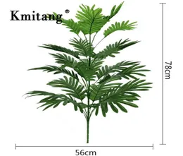 装飾的な花24ヘッド人工怪物植物78cm大きな熱帯の木の手のひらの葉緑色の植物偽の葉GA4646594