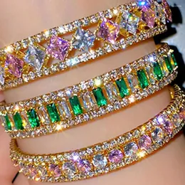 Bracelet de luxe élégant pour femmes, strass brillants, rond, chaîne à main Portable, cadeaux