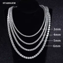 Partihandel Price Starsgem def Round Brilliant Cut Moissanite Diamond Full Setting s Sier Tennis Necklace