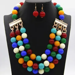 Wedding Jewelry Sets Arrivals African Acrylic Beads 6 Colors Earring Necklace Women Party Accessories 231208