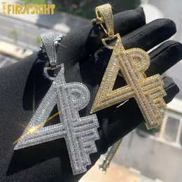 Ожерелья с подвесками Iced Out Bling 4PF, ожерелье с фианитом, серебро, цвет, Шарм, мужская мода, ювелирные изделия в стиле хип-хоп, 231208