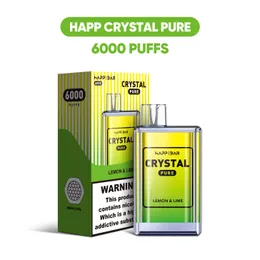 100% Original HAPP BAR Crystal Vape 6K 6000 7000 Puffs Einweg-Vape-Stift 7K Puffs E-Zigarette 1500mAh-Batterie Lange letzte 10 Geschmacksrichtungen 2%