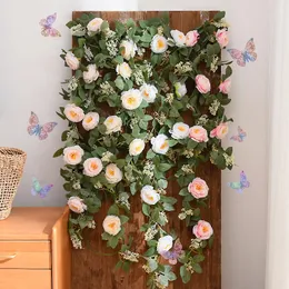 Ghirlande di fiori decorativi 6,5FT 2M Ghirlanda di fiori Vite di rosa artificiale Ghirlanda floreale Viti di fiori di seta finti per sfondo Decorazioni di nozze Centrotavola 231207