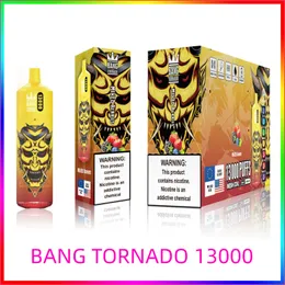 Bang Tornado 13000 затяжек 13k Одноразовая электронная сигарета Vape Pen 650 мАч Перезаряжаемая батарея 23 мл Pod сетчатая катушка vaper vapes одноразовые crazvapes bang