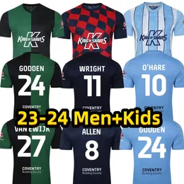 23 24 Coventry City Futebol Jerseys 10 O Hare Sheaf 17 Gyokeres 24 Godden 38 Hamer 2023 2024 Home Blue Away Terceiro Men Kids Kit Camisas de Futebol Tops Camiseta De Futbol