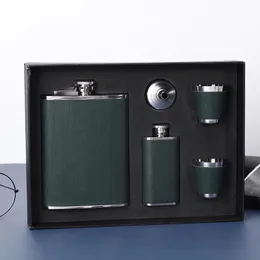 Frascos de quadril 301-400ml 2 frascos portáteis Flagon Hip Flask conjunto com copos para Whisky Vodka Wine Pote Álcool presente ao ar livre Garrafa de beber 231207